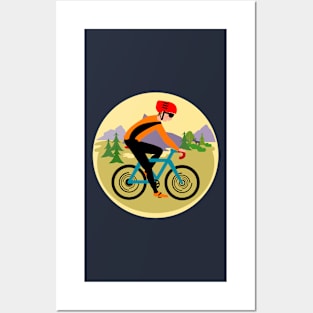 Cyclist, male, racing in the nature Posters and Art